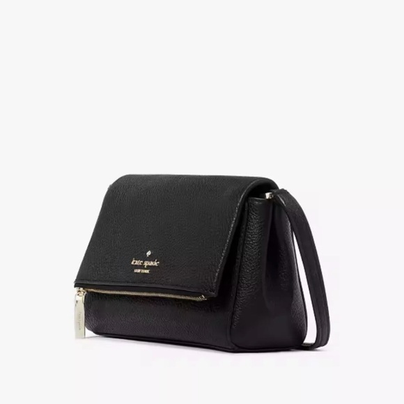 Kate Spade New York Leila Mini Zip Black Pebble Leather Crossbody - Picture 3 of 5